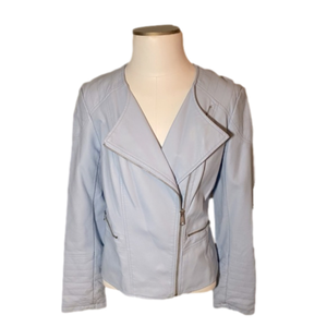 Apt. 9 sky blue faux leather moto jacket